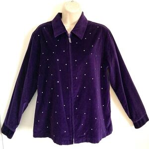 Michael Jackson themed rhinestoned purple velvet jacket  vintage slim sweater